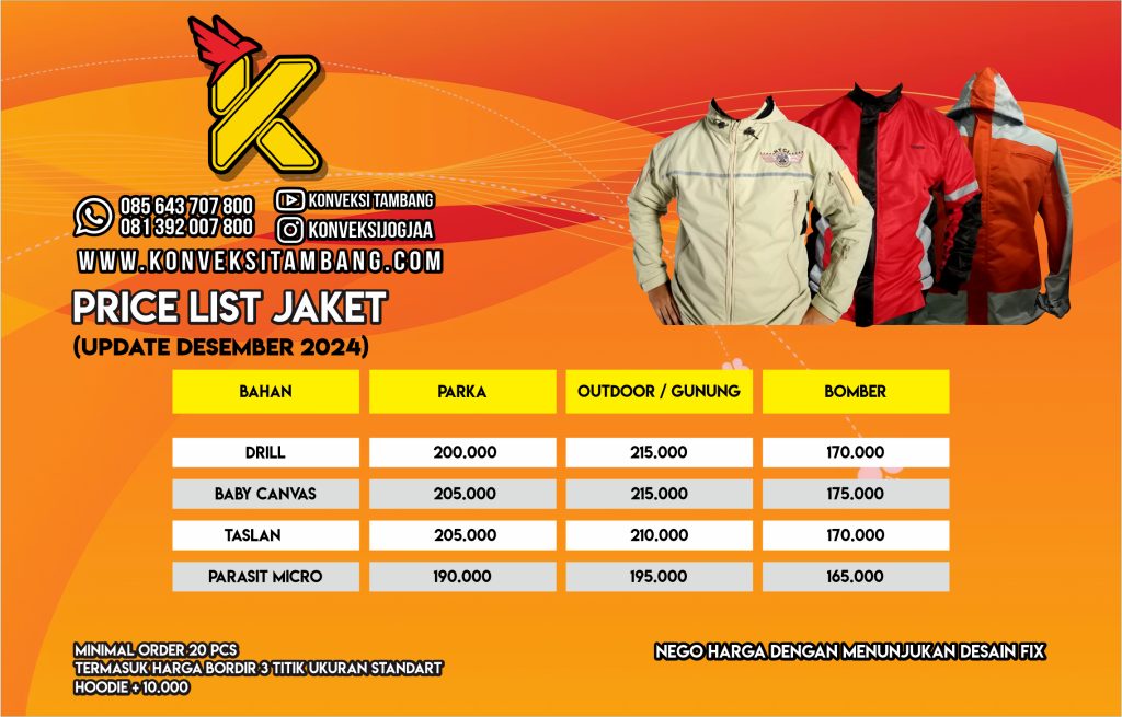Pricelist Jaket